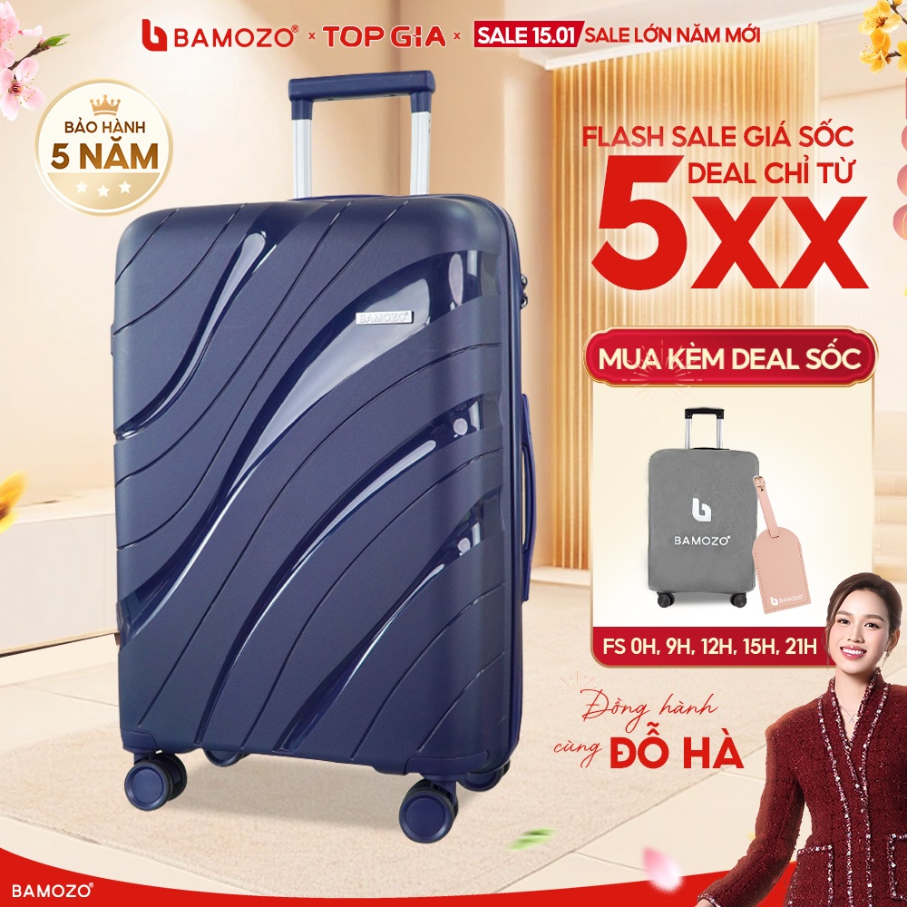 Vali du lịch Bamozo Size 20/24 cao cấp nhựa PP chống vỡ tuyệt đối - bảo hành 5 năm_Nancy
