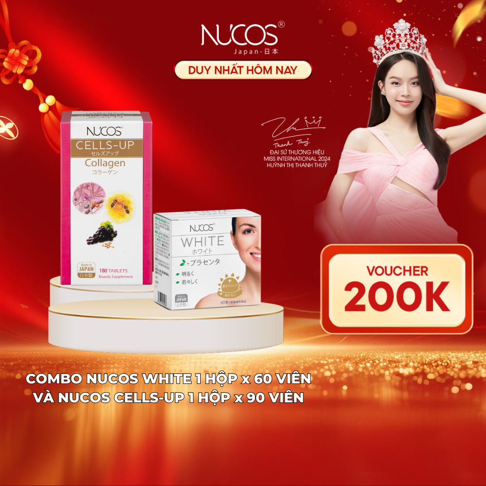 TPBVSK Combo Hỗ Trợ Chống Lão Hoá Viên Uống Nucos White Hộp 60 Viên Và Nucos Cells Up Hộp 180 Viên