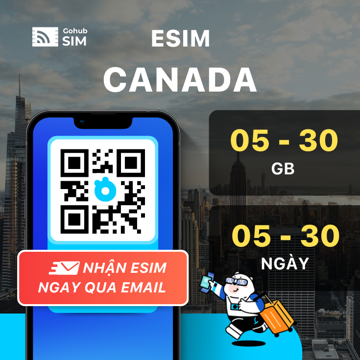 eSIM Canada 4G - Gói cố định ( 05 - 30 ngày) - Gohub gửi eSIM qua email