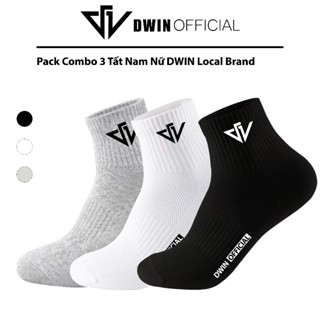 Combo 3 đôi tất nam nữ cổ trung dệt logo DWIN vớ chất co giãn thấm hút tốt thoáng khí khử khuẩn Local Brand TT01A