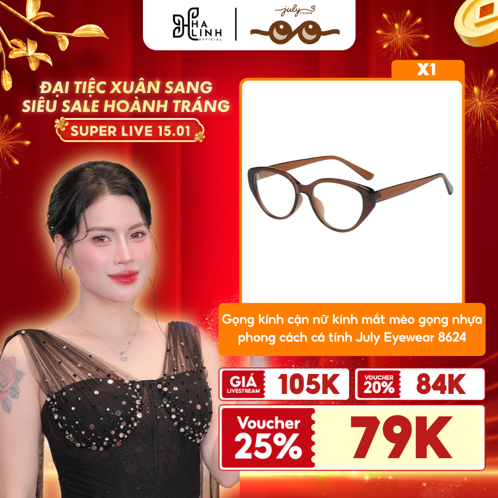 [Võ Hà Linh x Kính Mắt July] Gọng kính cận nữ kính mắt mèo gọng nhựa phong cách cá tính July Eyewear