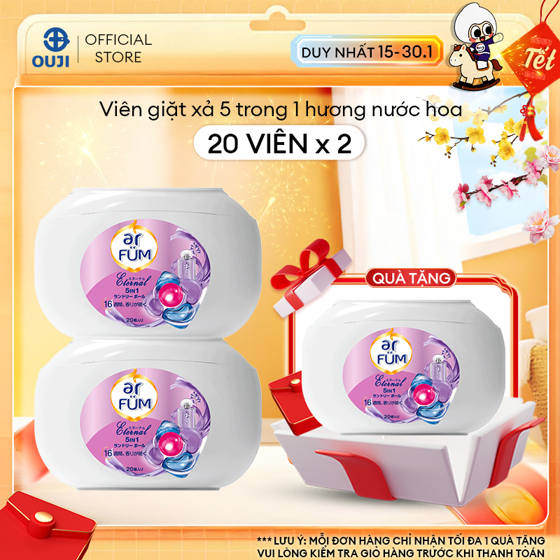 Combo 2 Hộp 20 Viên giặt xả arFum 5 trong 1 MỚI lưu hương lâu 16 tuần, khử khuẩn 99%