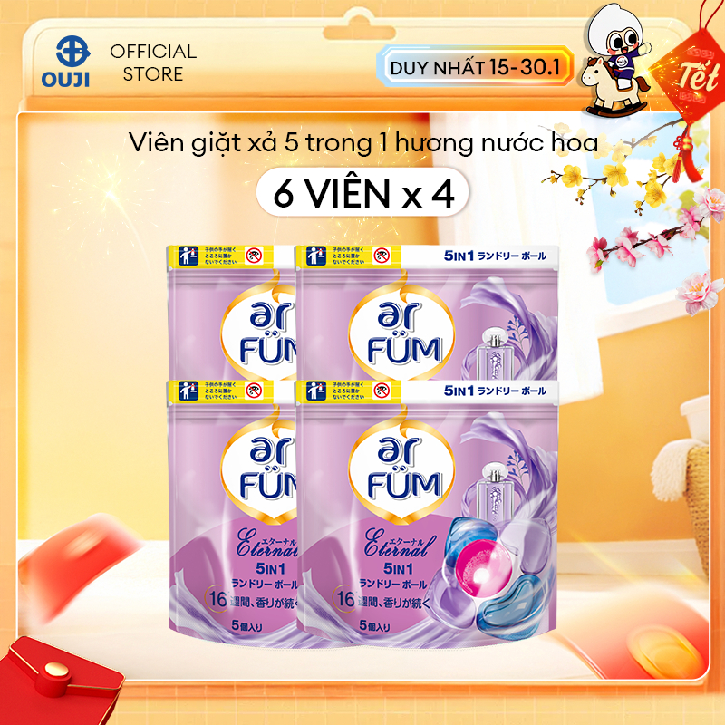 Combo 4 Túi Viên giặt xả arFum 5 trong 1 MỚI lưu hương lâu 16 tuần - 6 Viên/ Túi