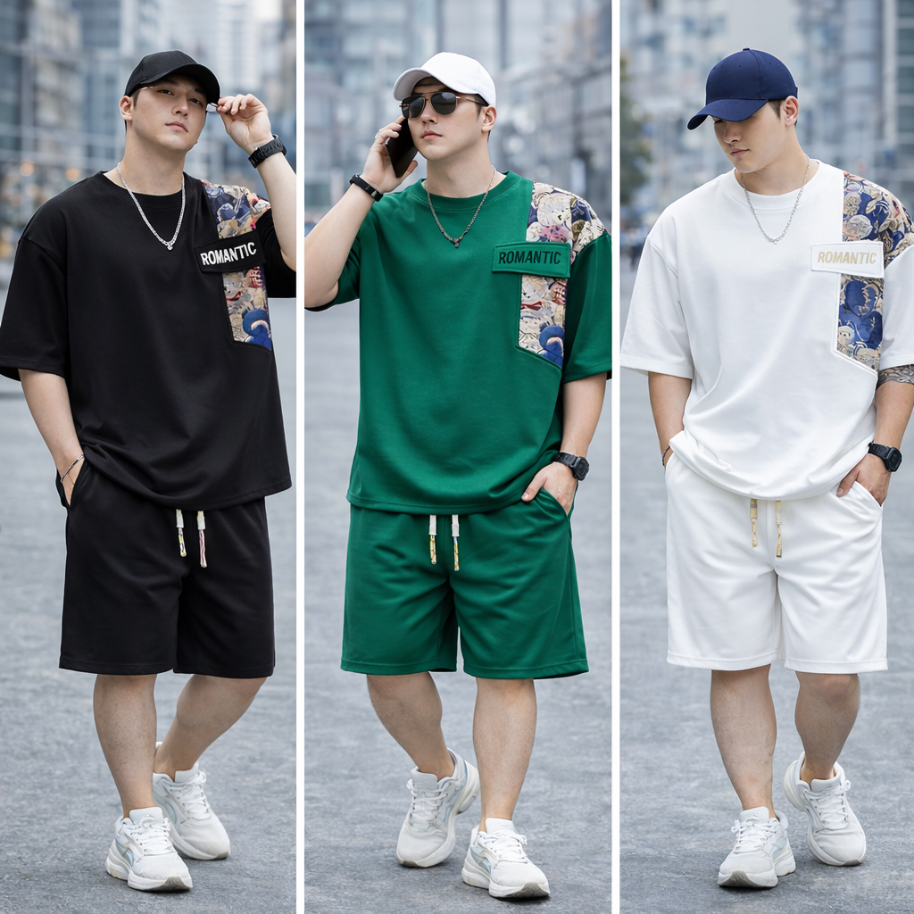 Bộ Nam Cổ Tròn Cotton Tổ Ong