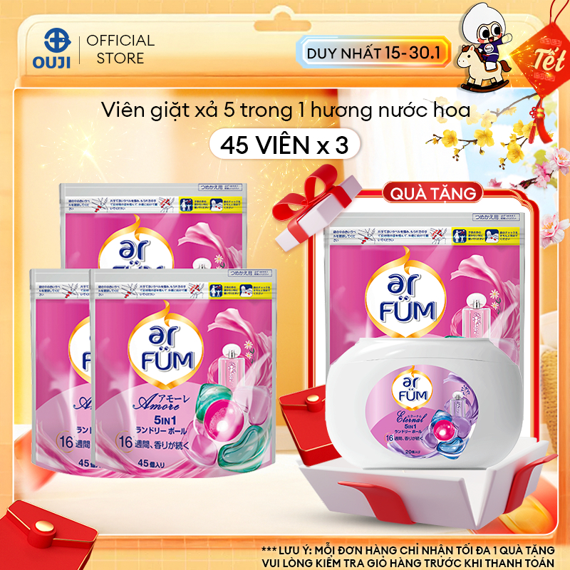 [MUA 3 TẠNG 2] Combo 3 Túi Viên giặt Quần áo arFUM 5 trong 1 tinh dầu nước hoa, khử khuẩn 99% (túi 4
