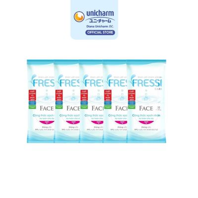 [HB GIFT] Combo 5 Khăn ướt chăm sóc da Fressi Care Face gói 20 miếng/gói:Khuyến mãi