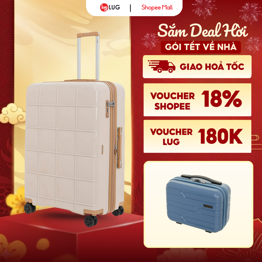 Vali Du Lịch LUG Echolac PC185 Size 20/24/28 Nhựa PC Chịu Lực Va Đập Tốt, Khóa TSA An Ninh Quốc Tế, 