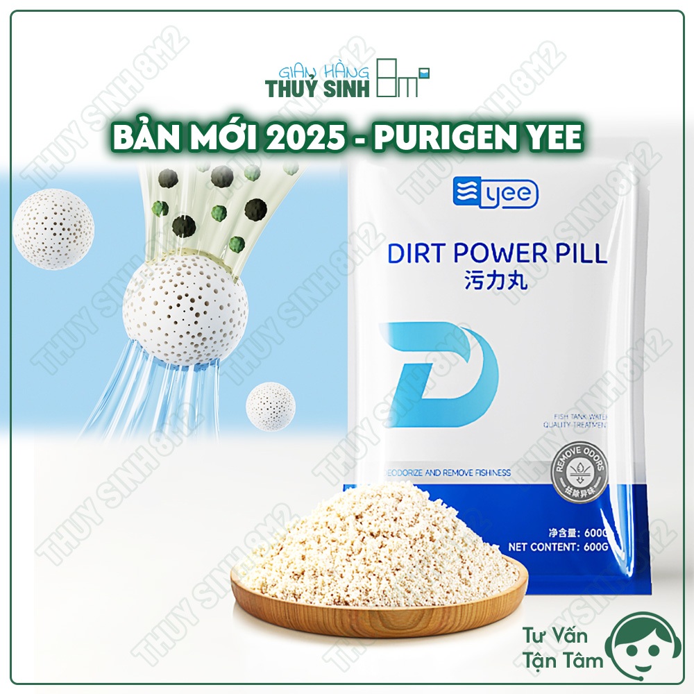 (Bản Cải Tiến 2025) Purigen YEE Dirt Power Pill | Khử Vàng Lũa, Làm Trong Nước, Lọc Hữu Cơ Hồ Cá Thu
