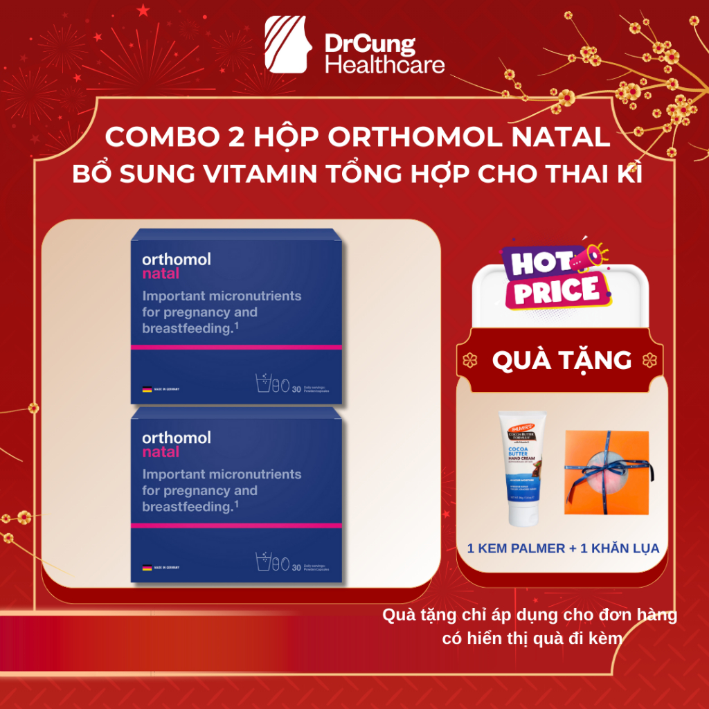 COMBO 2 HỘP Vitamin Tổng Hợp Orthomol Natal - Bổ Sung Sắt, Acid Folic, Canxi, Lợi Khuẩn