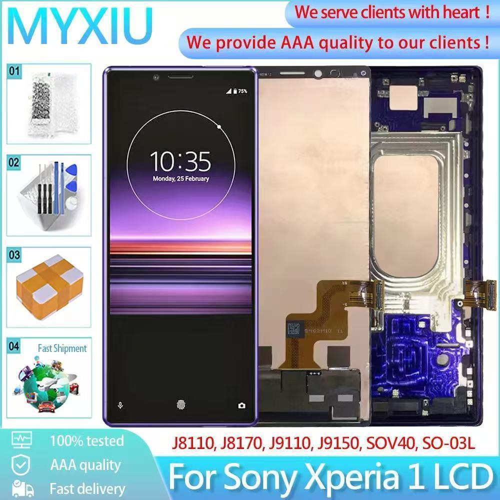 Gốc cho Sony Xperia 1 Màn hình hiển thị LCD + Khung kỹ thuật số kính cảm ứng x1 đầy đủ J8110 J8170 J