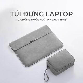 Túi laptop PU kháng nước cho MacBook / laptop mỏng 13.3–16 inch | Lót nhung mềm | Kèm túi phụ kiện