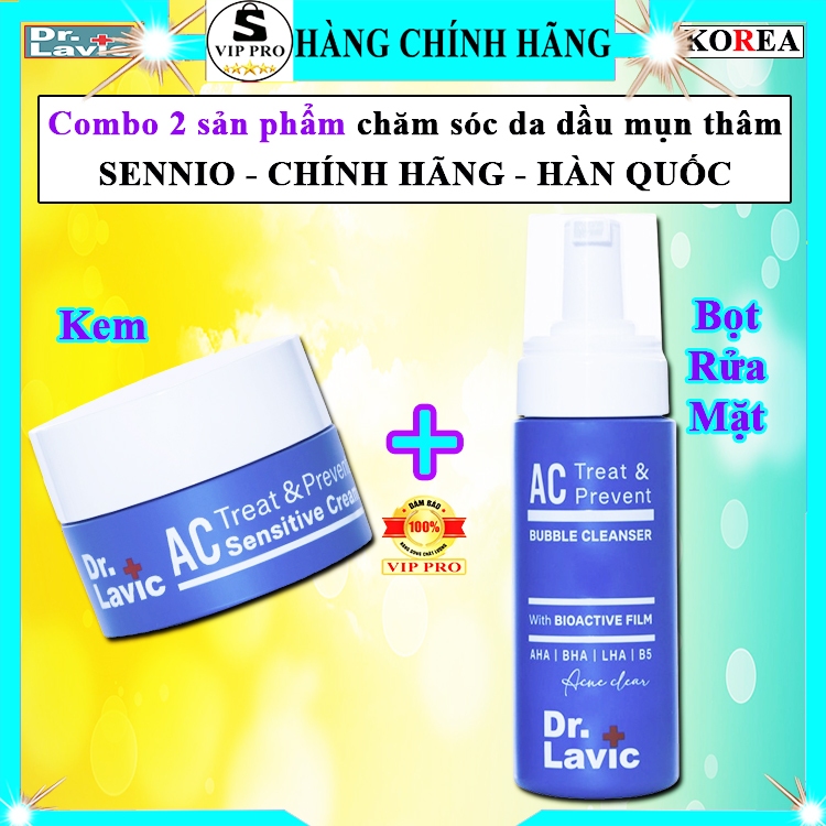 COMBO kem dưỡng da Dr.lavic chính hãng sữa rửa mặt drlavic hàn quốc da dầu mụn dr lavic xanh biển