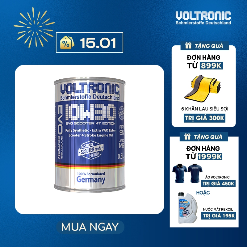 (Tay ga 10w30) Dầu nhớt xe tay ga Voltronic Evo scooter 10w30 4T Edition - Fully Synthetic - Extra P