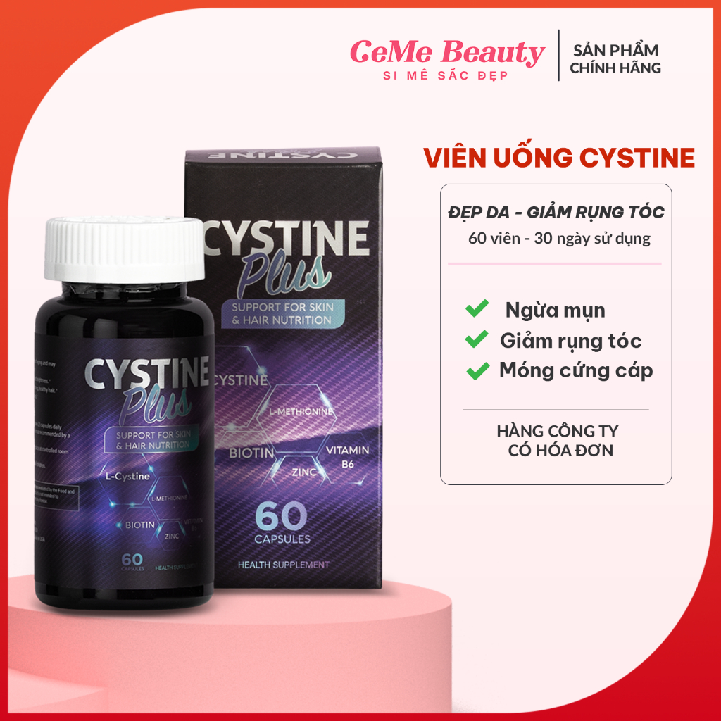 Cystine Plus 60 Viên - Viên Uống Giúp Giảm Mụn, Làm Đẹp Da, Giảm Rụng Tóc, Móng Chắc Khỏe