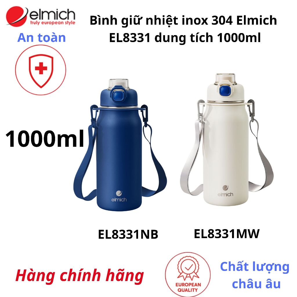 Bình giữ nhiệt elmich 1000ml mã El8331 giữ nhiệt 6h đén 12h giữ lạnh 12h đến 24h Elmich cộng Hòa Séc