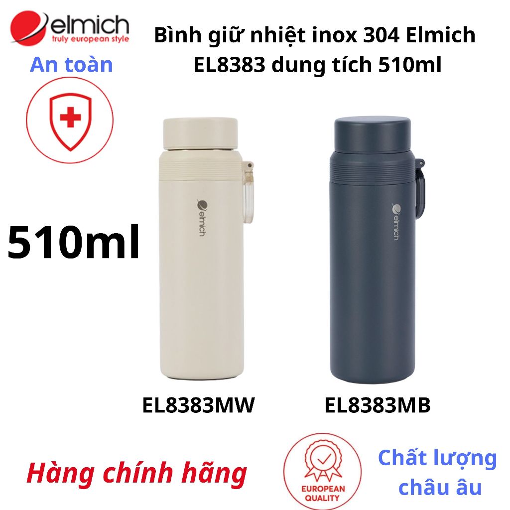 Bình giữ nhiệt Inox 304 Elmich EL8383 dung tích 510ml giữ nhiệt 6h đến 12h giữ lạnh 12h đến 24h Elmi