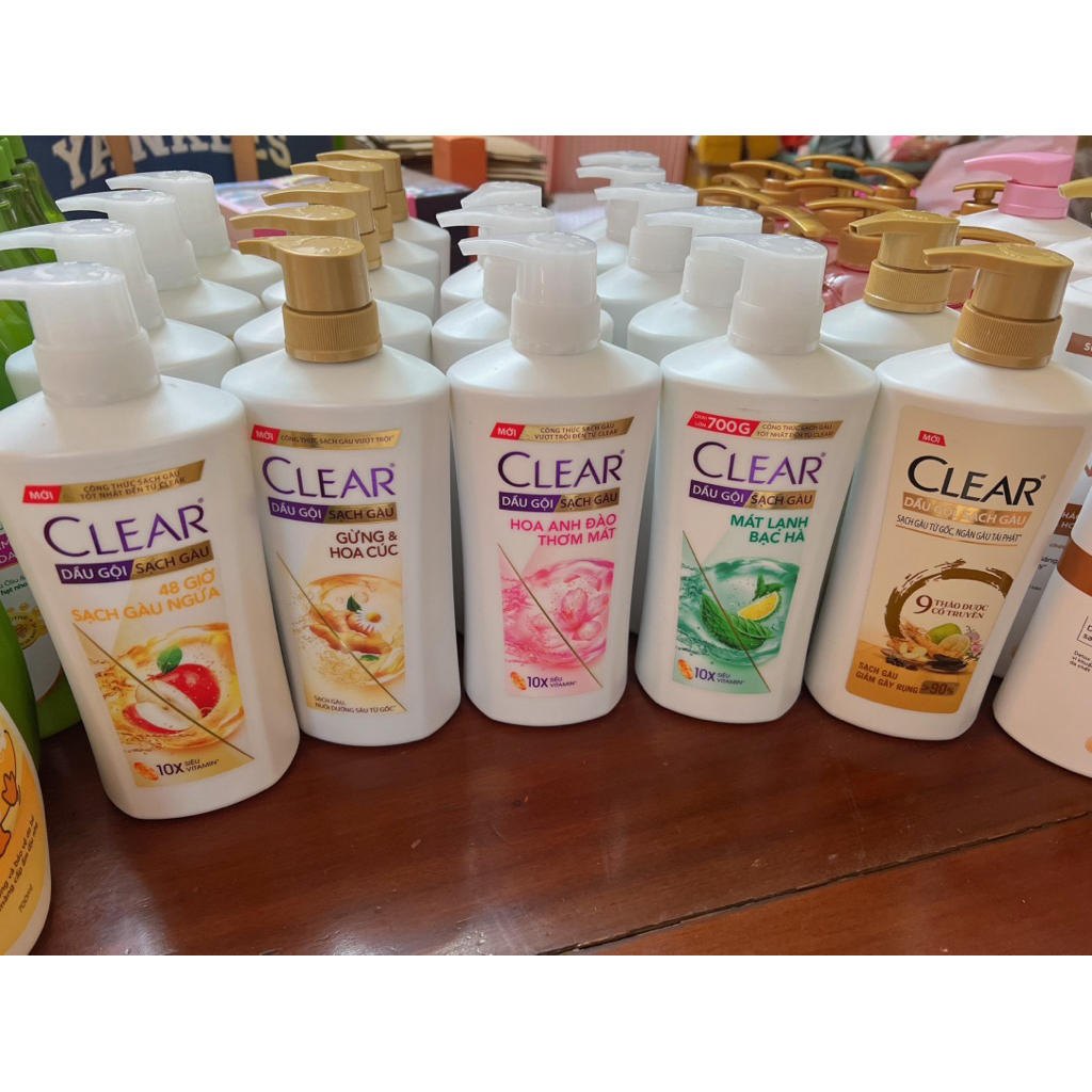 Dầu Gội Clear Sạch Gàu 630g/880g/900g - Dầu Gội Đầu Clear Bạc Hà, Hoa Anh Đào, Thảo Dược Giúp Sạch G