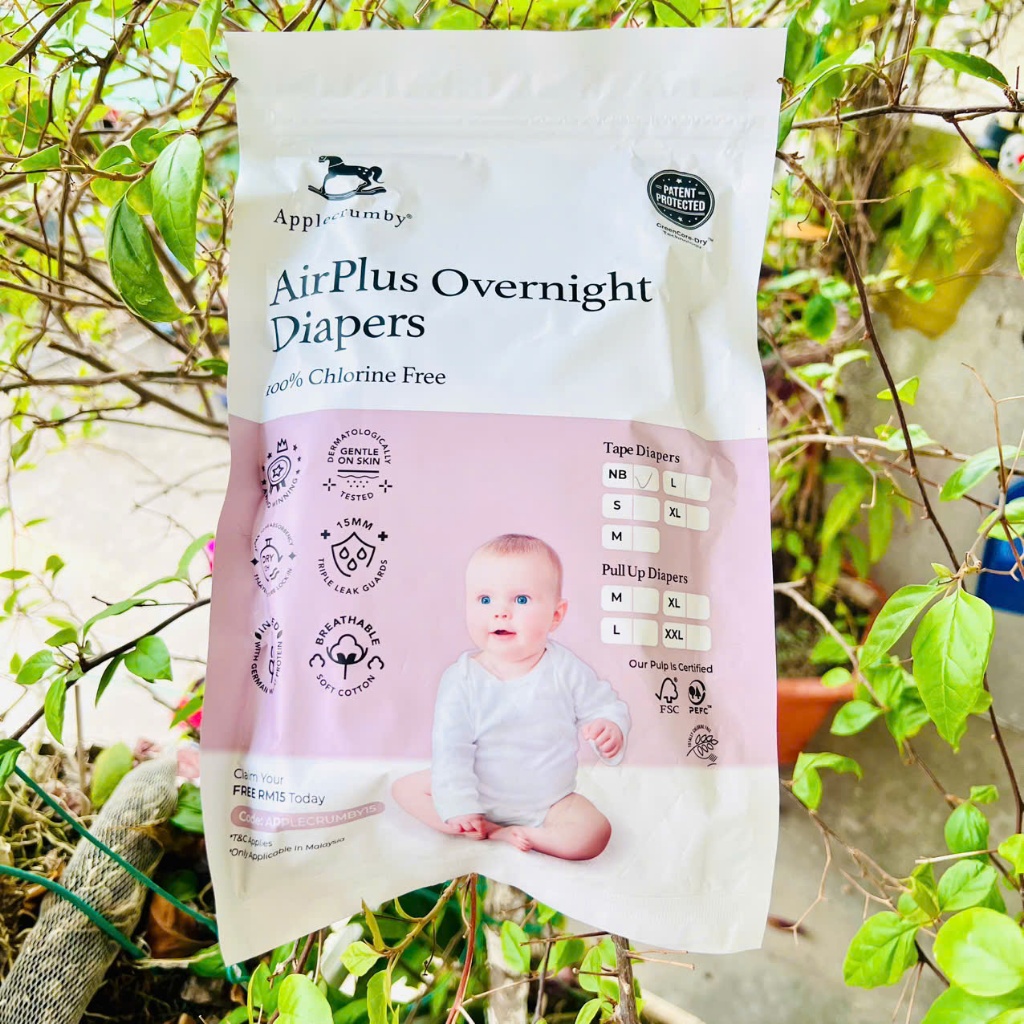 [Gói 2 miếng] Tã / bỉm dán Applecrumby Airplus Overnight ban đêm - Size Newborn NB