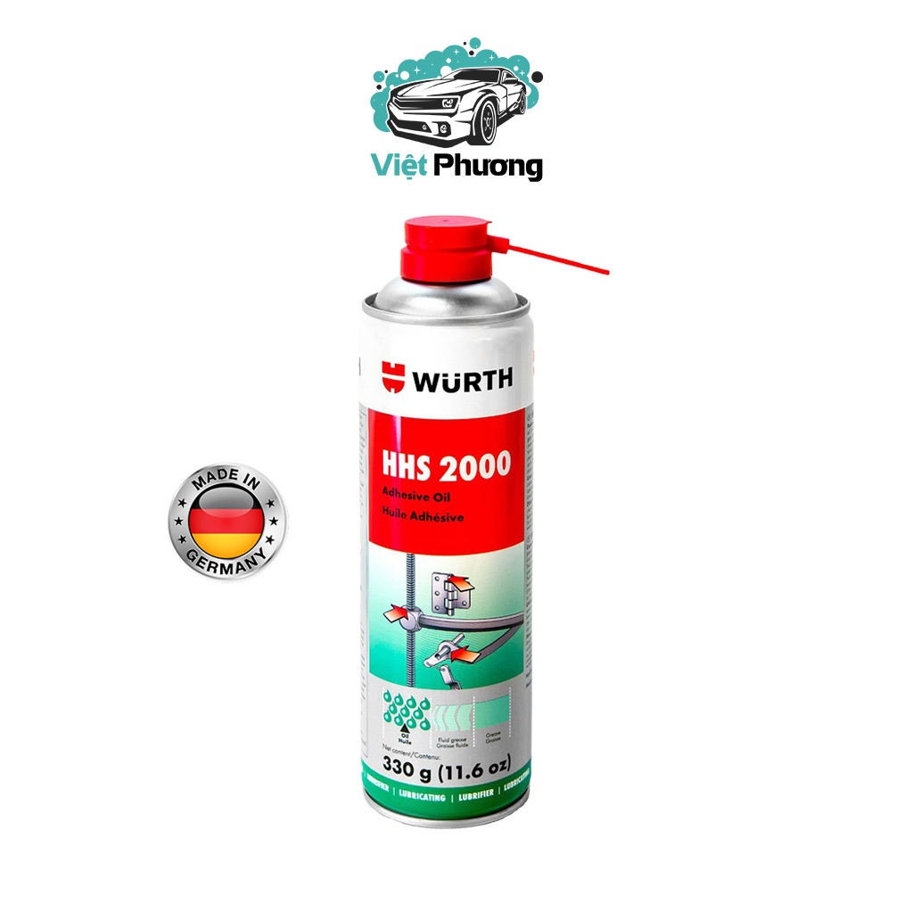 Mỡ Bò Nước Bôi Trơn Chịu Nhiệt WURTH HHS 2000 dạng xịt chai 500ml (Nhập Khẩu Chính Hãng) WU-HHS2000