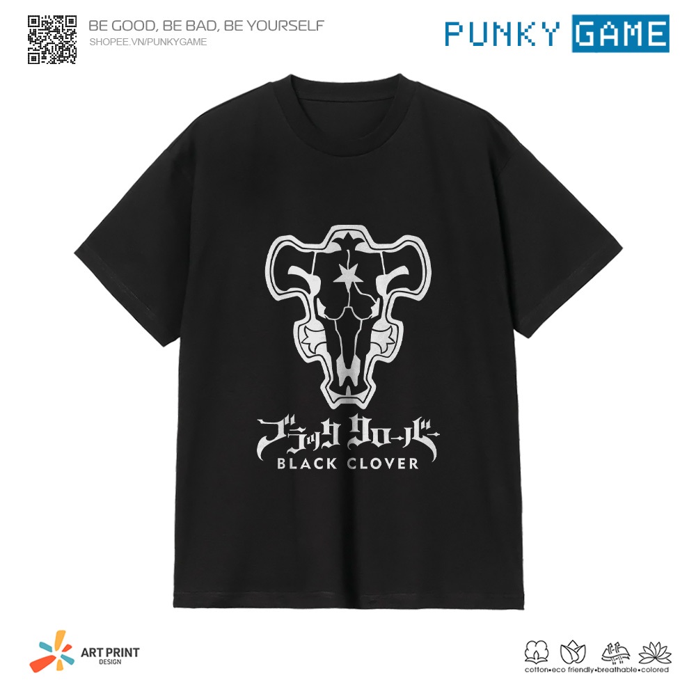 Áo thun Unisex Black Clover Black Bull Cotton 100% ngắn tay