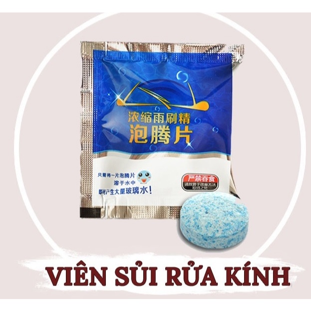 Viên Sủi Nước Rửa Kính Ô Tô 1V = 2L Nước Tẩy Sạch Kính Tăng Tuổi Thọ Gạt Mưa Tạo Hiệu Ứng Lá Sen BIG B