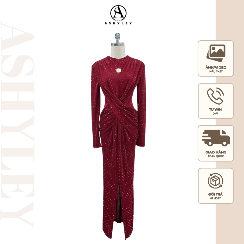 [Váy] Ashyley Lassy Dress - Váy body xẻ tà trước phủ xéo vai, thân