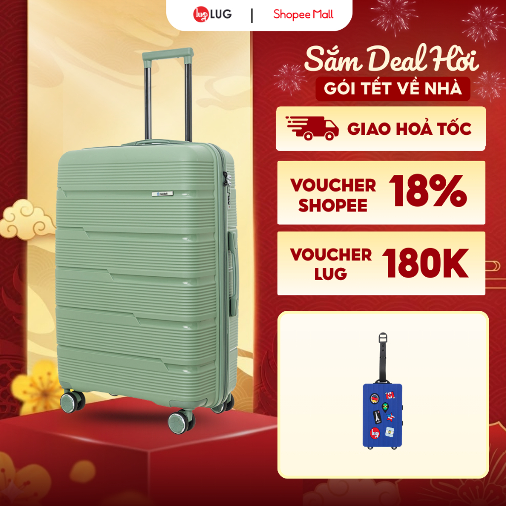 [ GỌN - NHẸ ] Vali Kéo LUG Holdall MP809 - Size 20, Size 24, Size 28: Nhựa PP chống bể vỡ, Khoá Số B