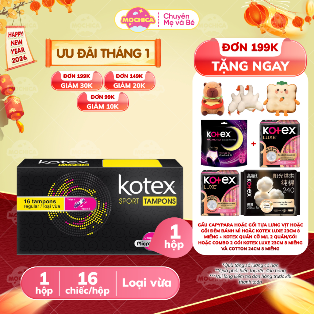 Băng vệ sinh Kotex Sport Tampon Regular 16 miếng loại vừa - Mochishop _Mochica