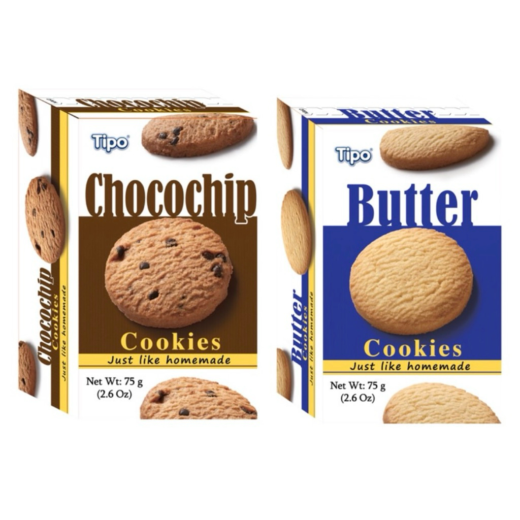 Thùng 24 Bánh quy Tipo Cookies Chocochip/Bơ 75g