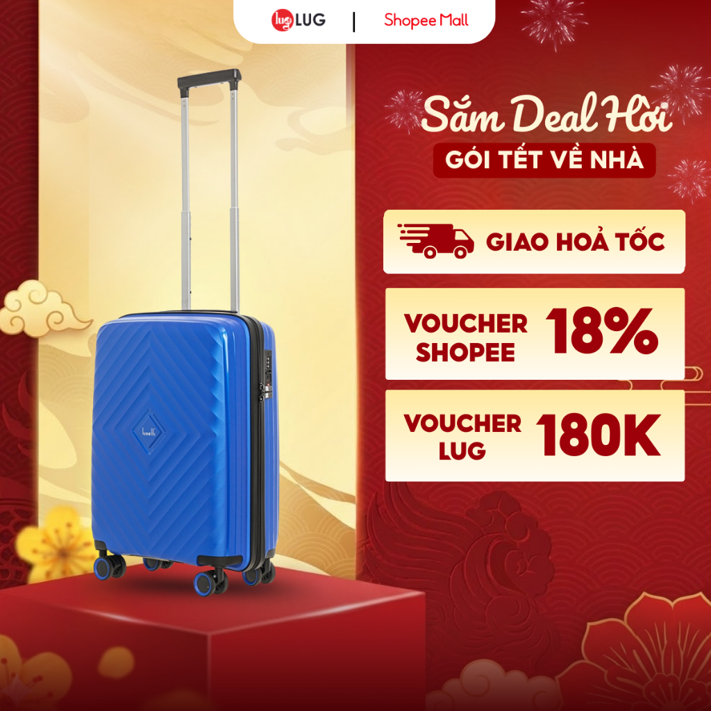 Vali Kéo Lug Lusetti Azure S20/S24 LS1159 Nhựa PP Chống Bể Vỡ, Khóa TSA An Ninh Quốc Tế