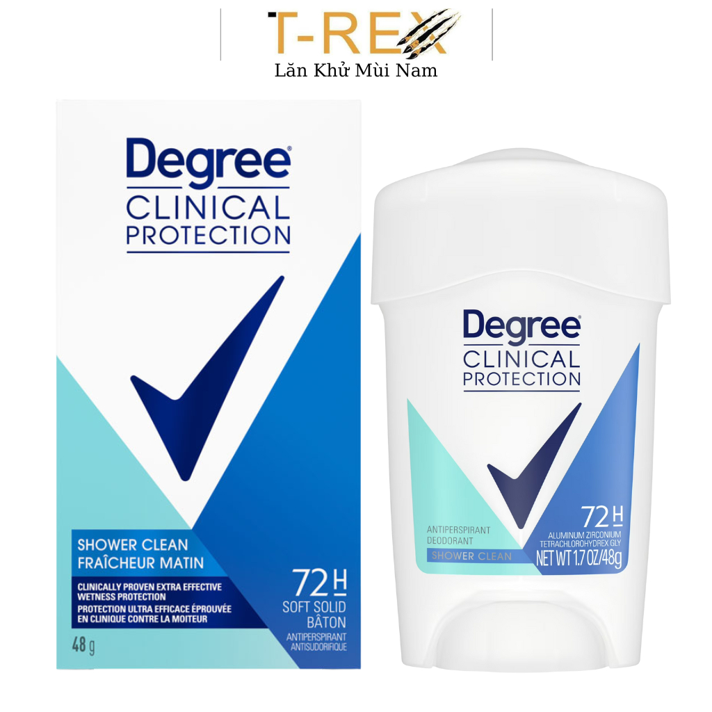 Lăn sáp chuyên chống mồ hôi Degree Clinical Protection Shower Clean Antiperspirant & Deodorant 48Gr 