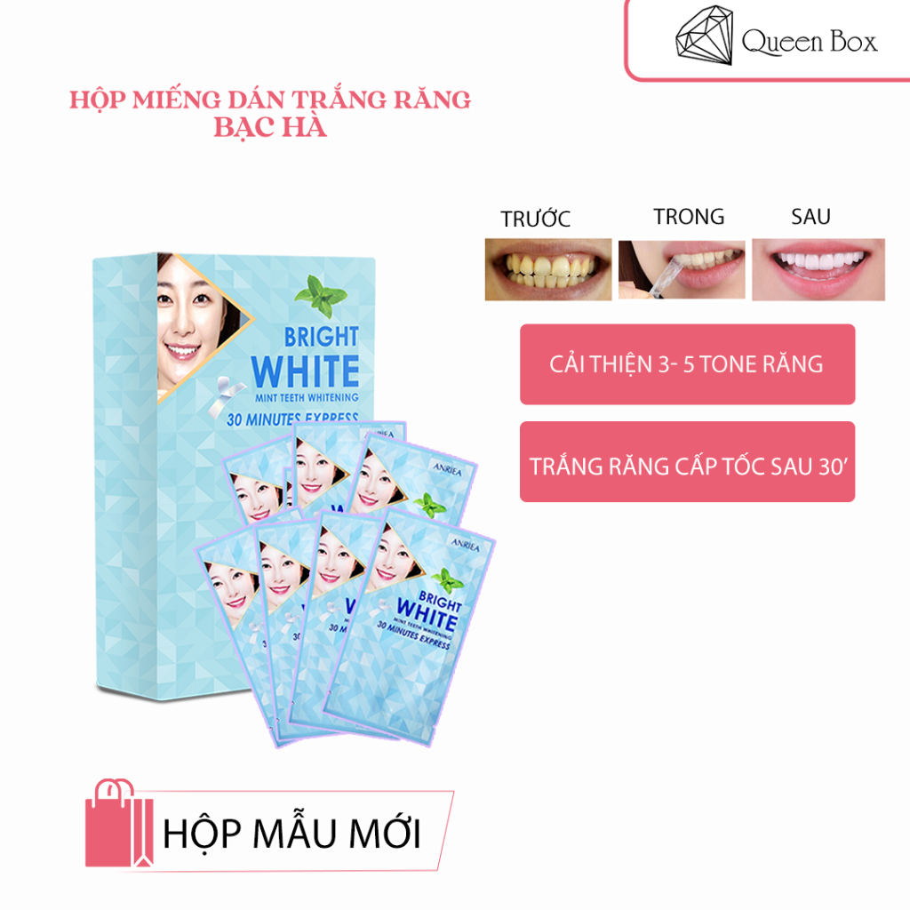 Hộp 7 miếng dán hỗ trợ trắng răng bạc hà phiên bản nâng cấp ANRIEA - tiện lợi ngay tại nhà