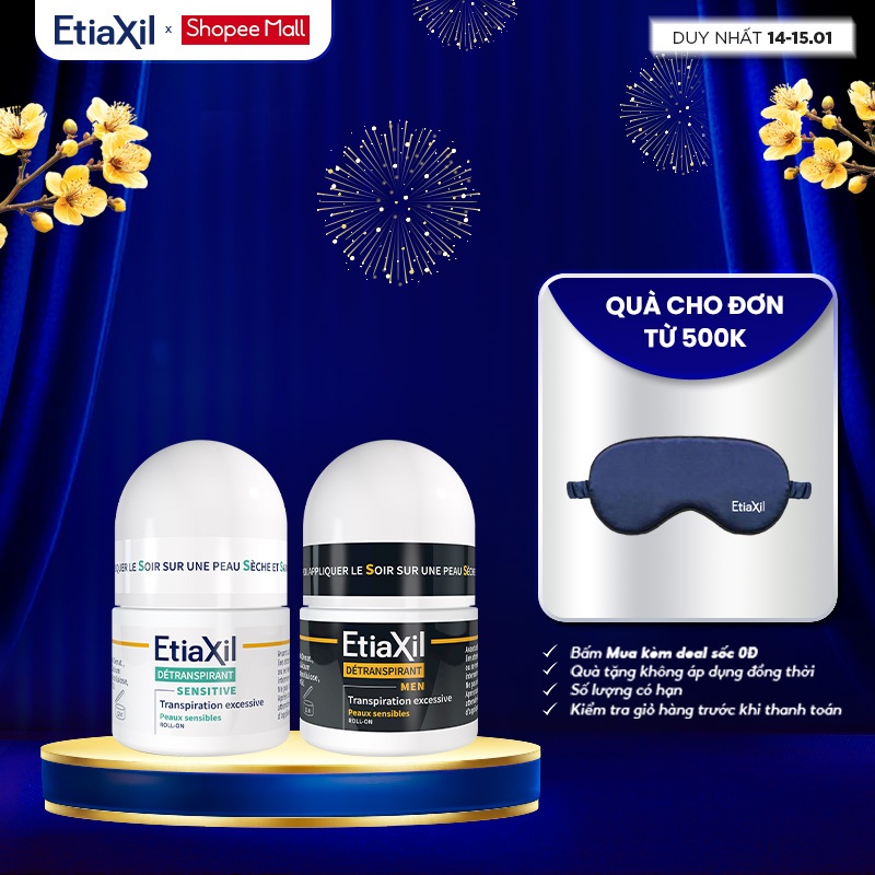 Combo 2 Lăn Khử Mùi Ngăn Mồ Hôi Etiaxil 15ml + Etiaxil Men 15ml