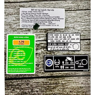 Tem thông số Wave Rsx hàng chuẩn hãng
