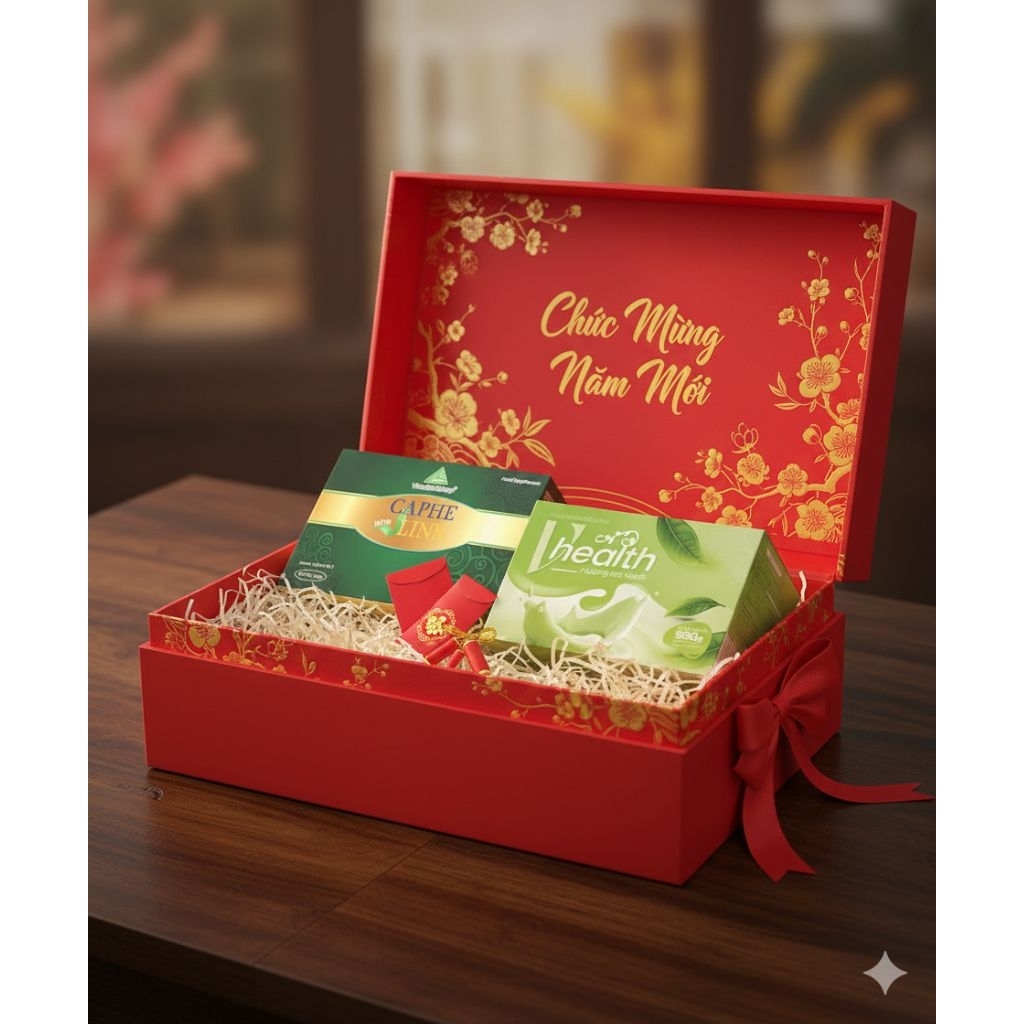 Combo Quà Tết Cao Cấp – VHealth Trà Xanh & Cà Phê Thảo Dược Caphelink