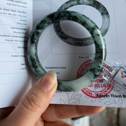 277.kiểm định Liulab tyb A vòng bản ngọc.cẩm.thạch.hoa bay tự nhiên bản hẹ đường kính trong 54.28 bả