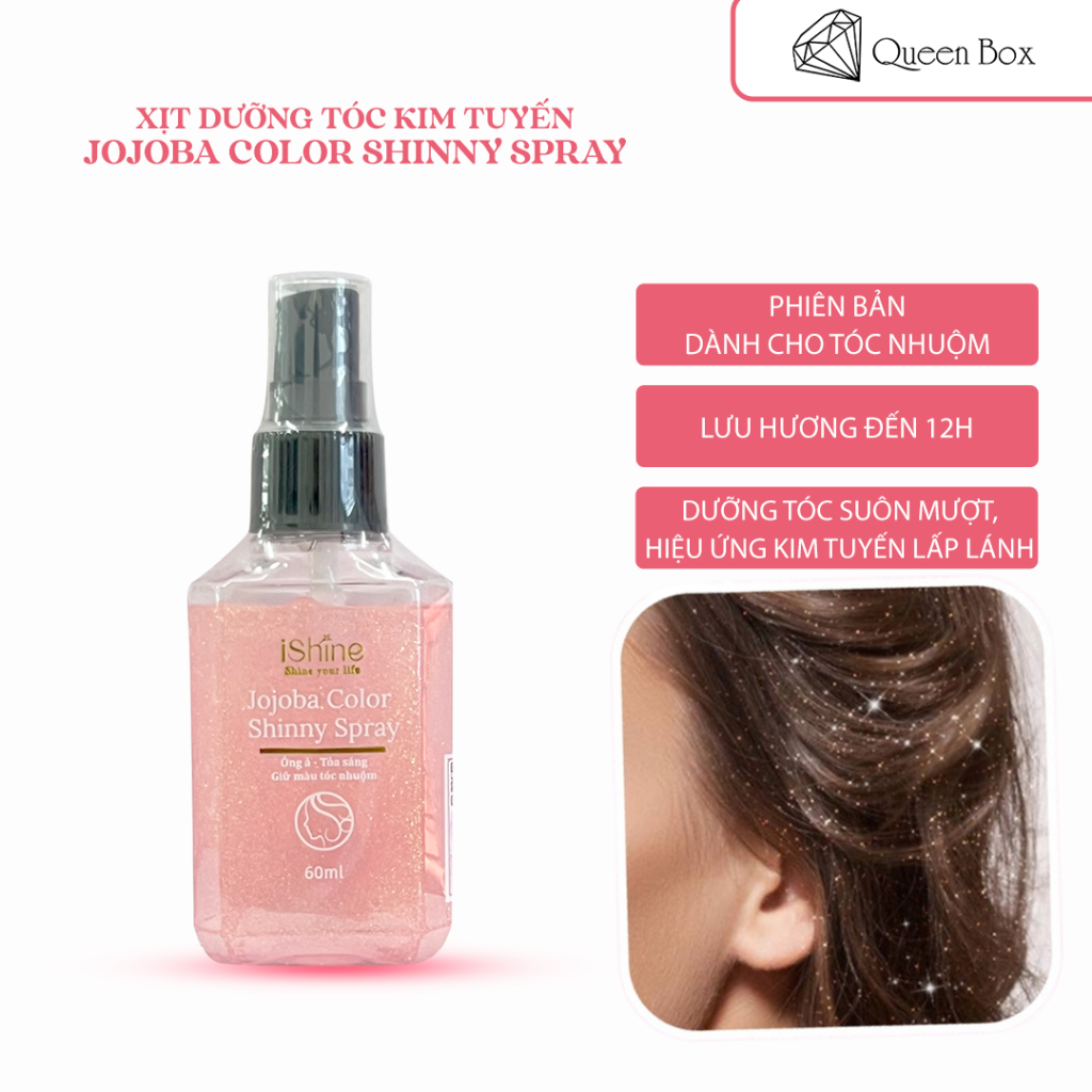 Xịt Dưỡng Tóc Hương Nước Hoa iShine Jojoba Color Shinny Spray 60ml Nhũ Kim Tuyến