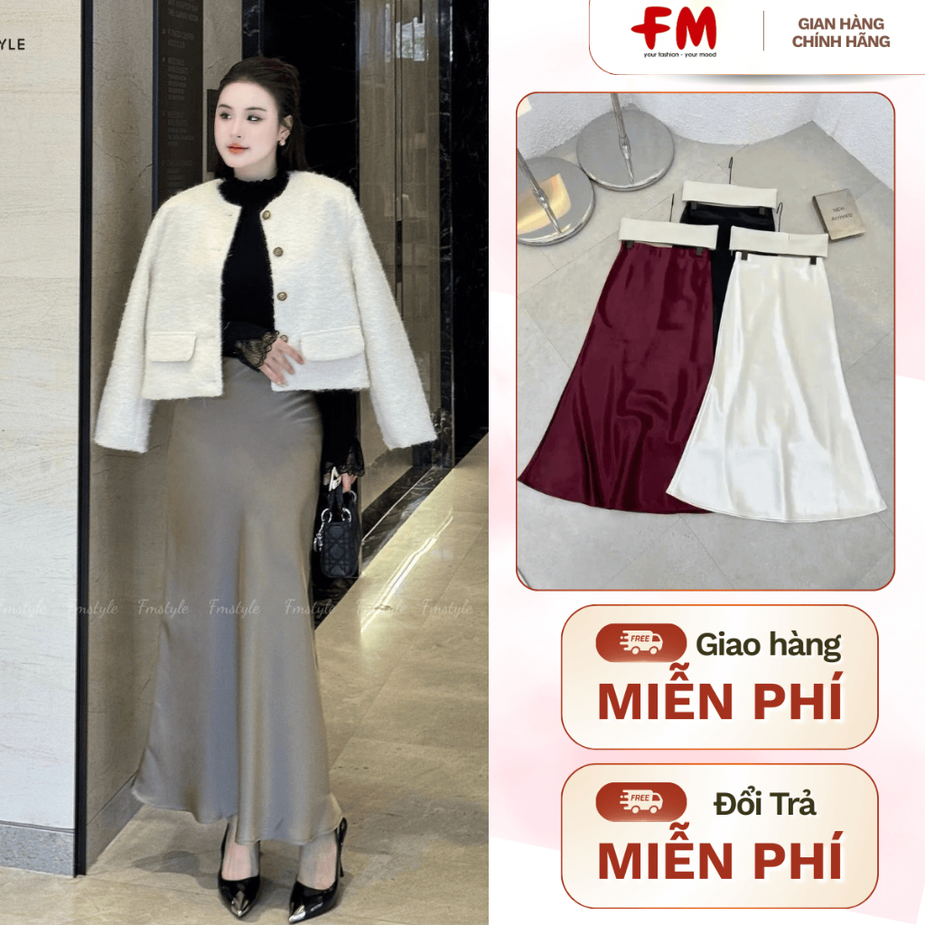 Chân Váy Lụa Suông Dài FMStyle Lưng Cao – Form Ôm Nhẹ, Mềm Mịn, Tôn Dáng Thanh Lịch