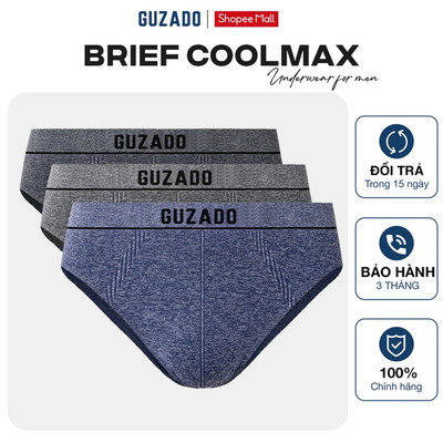 COMBO 3 Quần Lót Nam GUZADO Mẫu Dệt Không Đường May Co Giãn, Thoáng Khí, Thấm Hút Tốt CB3GBF05-CB3GIBF25A005