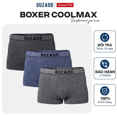 COMBO 3 Sịp Đùi Nam GUZADO Mẫu Boxer Công Nghệ Dệt Không Đường May Ngăn Hằn Đỏ Kháng Khuẩn CB3GBX05-CB3GIBX25A005