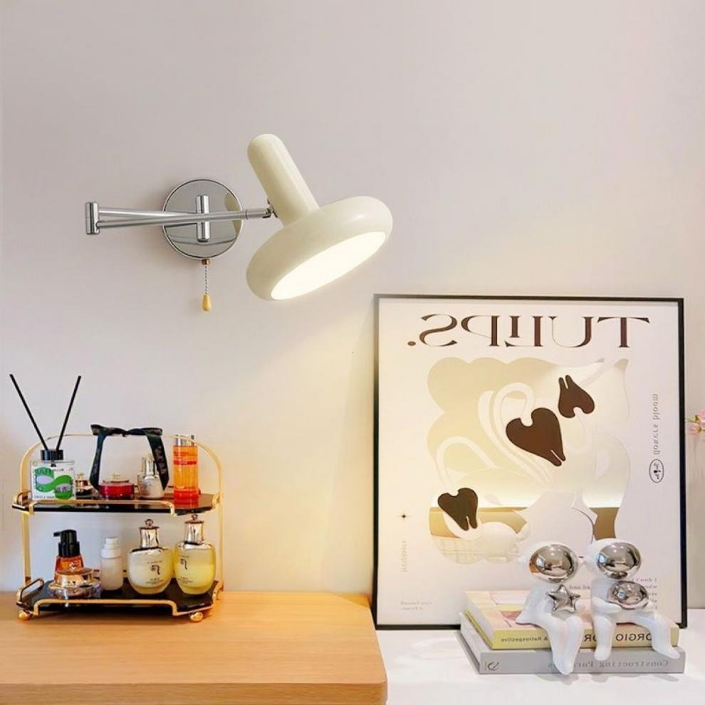 French Cream Wind Swing Arm Wall Light Đèn ngủ