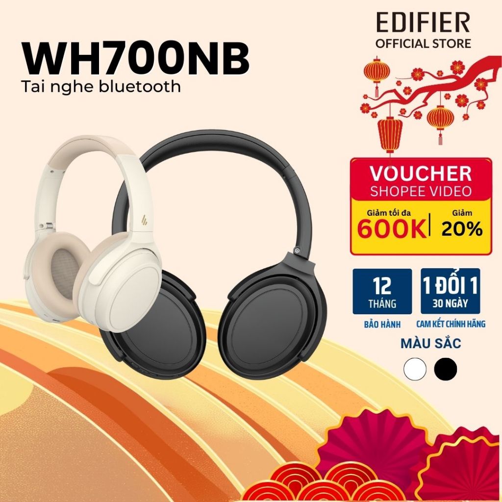 Tai nghe bluetooth EDIFIER WH700NB Chụp tai Chống ồn chủ động | Phát nhạc 68 giơ·- Bảo Hành 12 Tháng