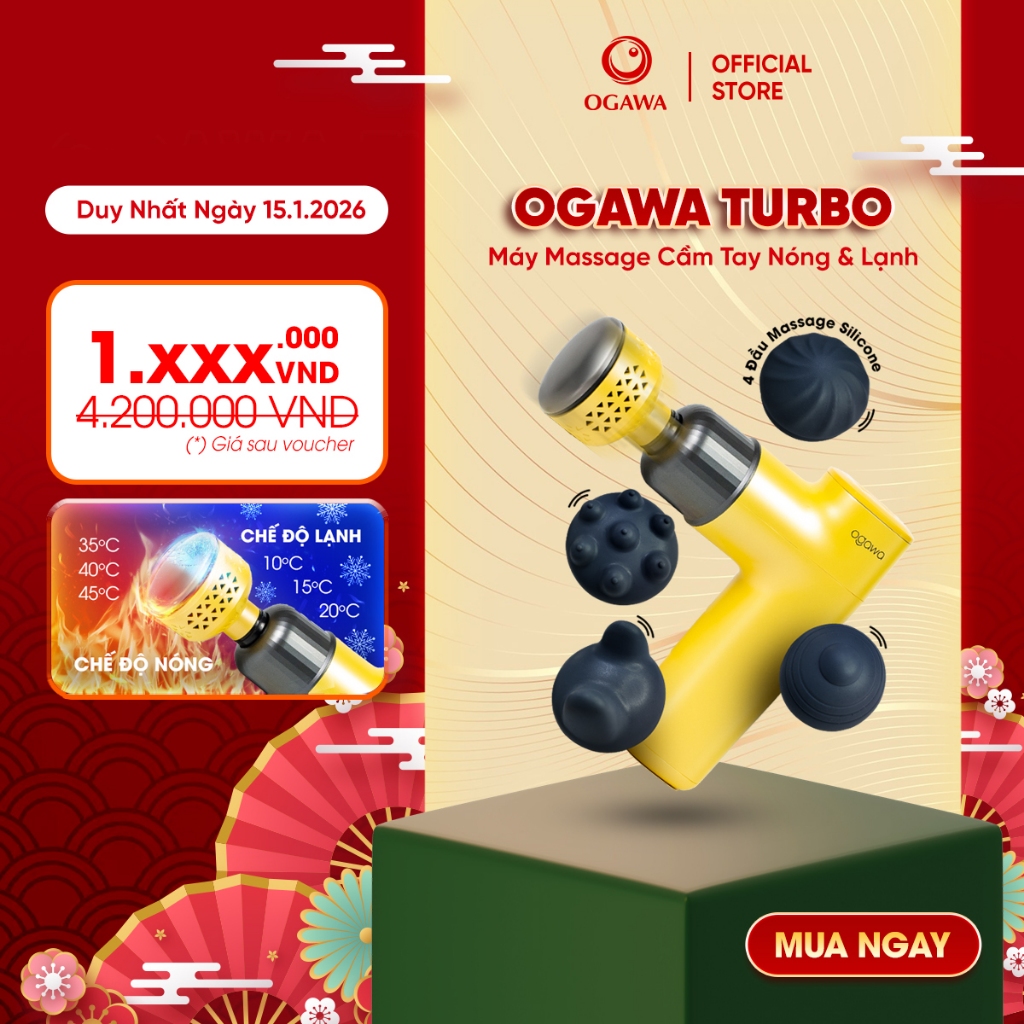 Máy massage cầm tay NÓNG LẠNH OGAWA - thiết kế độc đáo, tiện lợi