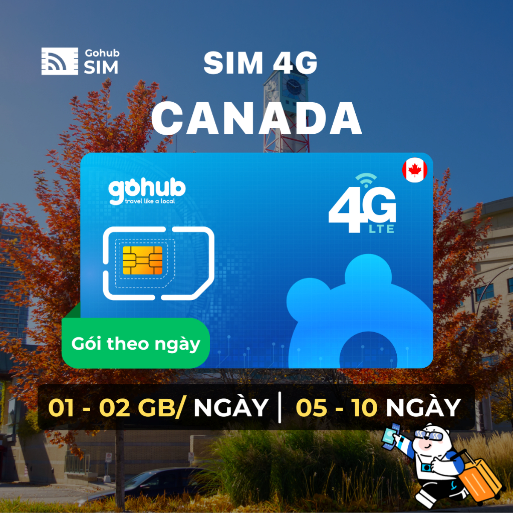 SIM Canada 4G - Gói theo ngày (5 - 10 ngày) - Gohub tặng kèm que chọc SIM