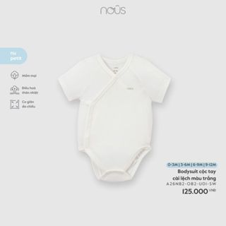 Nous Baby Bodysuit cài lệch ngắn tay cho bé, body cộc tay chất petit mềm mịn basic bé dưới 10.5kg BST T1