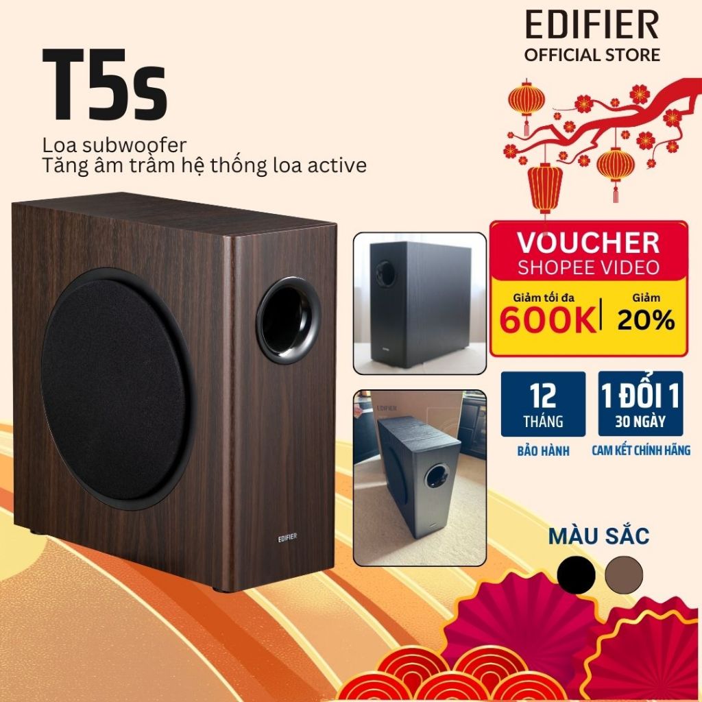 Loa sub điện EDIFIER T5/T5S 70W, Siêu trầm Bass 20, Bổ sung âm trầm mạnh mẽ - Bảo hành 12 tháng