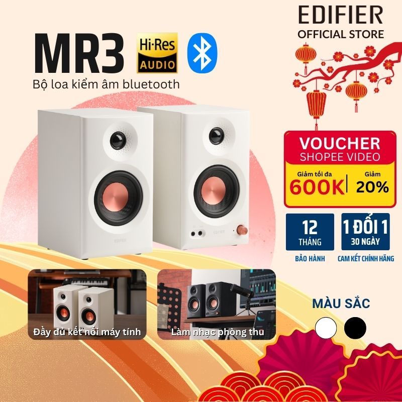 Loa kiểm âm Edifier MR3 Bluetooth v5.4 Kết nối máy tính và Làm nhạc chuyên nghiệp, Bảo hành 12 tháng