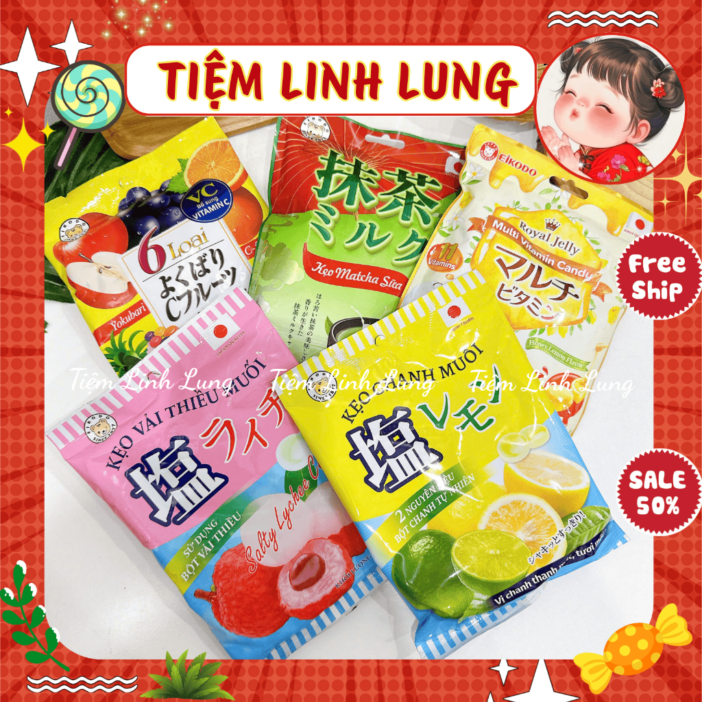 Kẹo ngậm trái cây các vị Eikodo Nhật Bản - Kẹo Eikodo bộ 5 vị thơm ngon