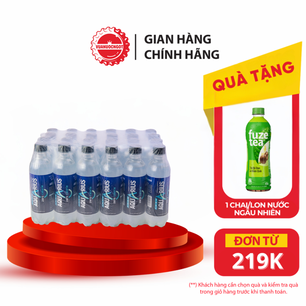 Lốc 24 Chai Nước Điện Giải Bù Khoáng Không Đường Aquarius Zero 390ml/Chai Sale 25.01 Coca-Cola_SP