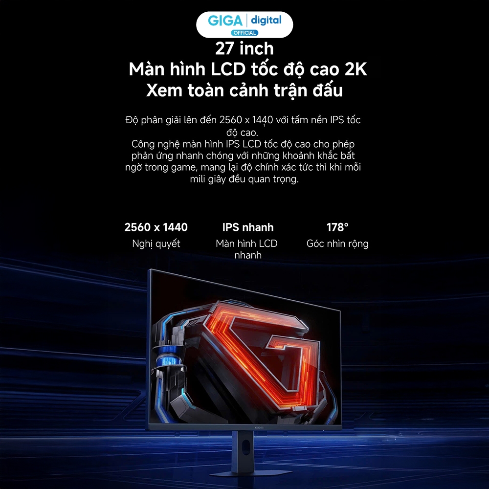Màn hình Gaming Xiaomi 2K Gaming Monitor G27Qi 2026 ELA6556EU - Màn hình LCD IPS - Tần số quét 200Hz - GTG 1ms | BigBuy360 - bigbuy360.vn